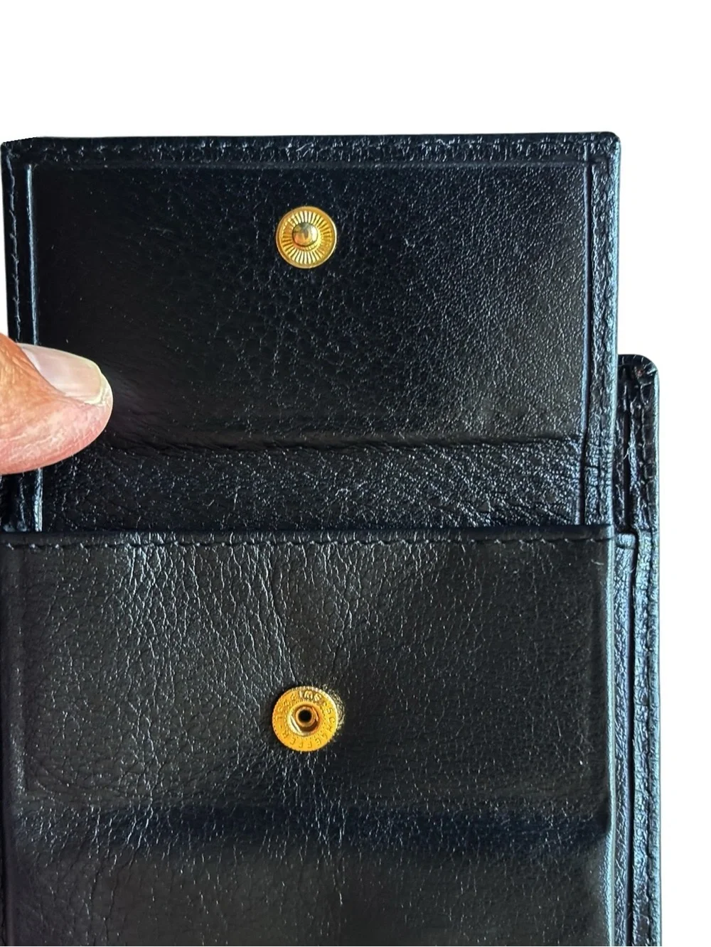 Christian Dior Paris Vintage Black Embossed Leather Bifold Wallet Gold CD Turn L